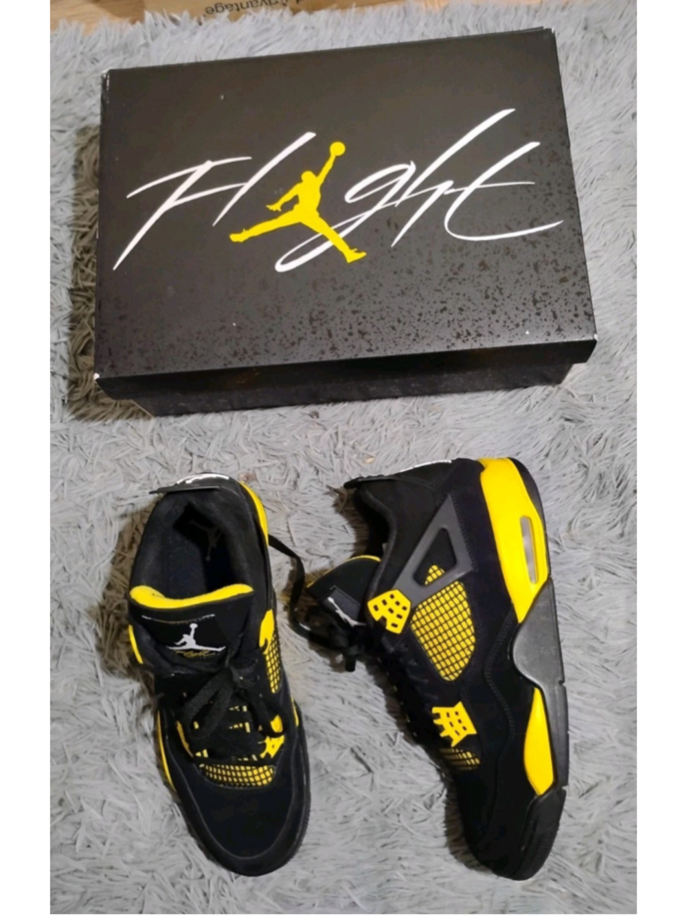 Air Jordan 4 Retro LS Thunder Black Yellow Men Size 10 Sneakers DH6927-017